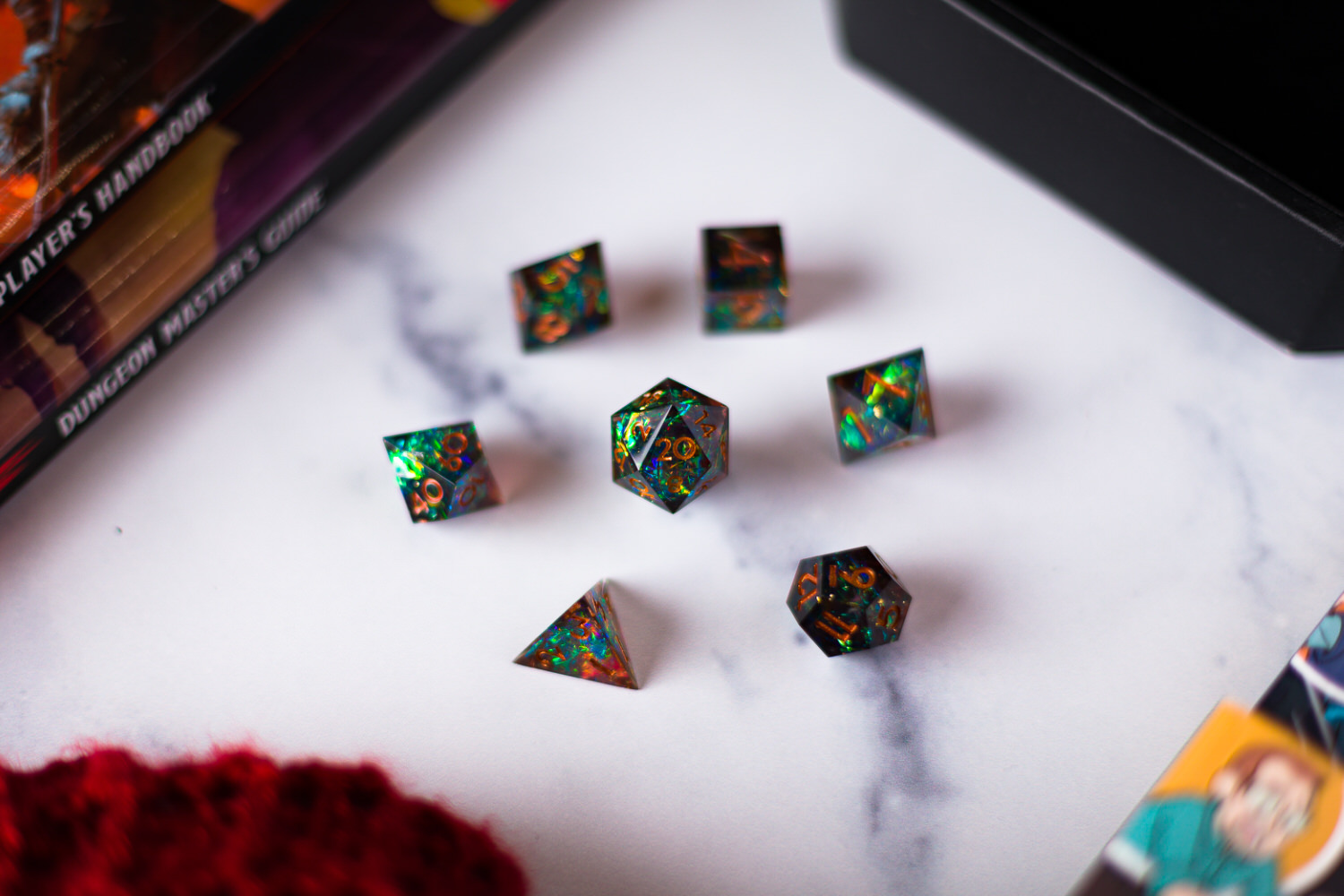 Polyhedral dice for roleplaying games Columbus MS product lifestyle photographer